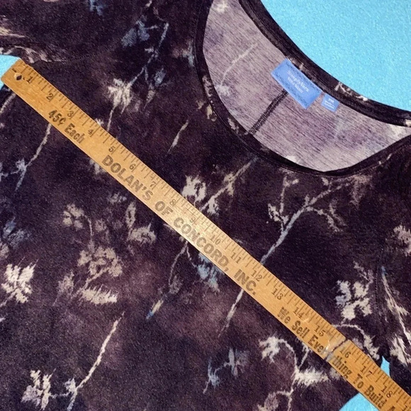 VERA WANG SimplyVera floral print long sleeve round neck 100% soft rayon size MP - Picture 7 of 9
